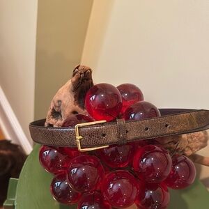 Austin Grey Brown genuine Lizard Belt with Gold Buckle